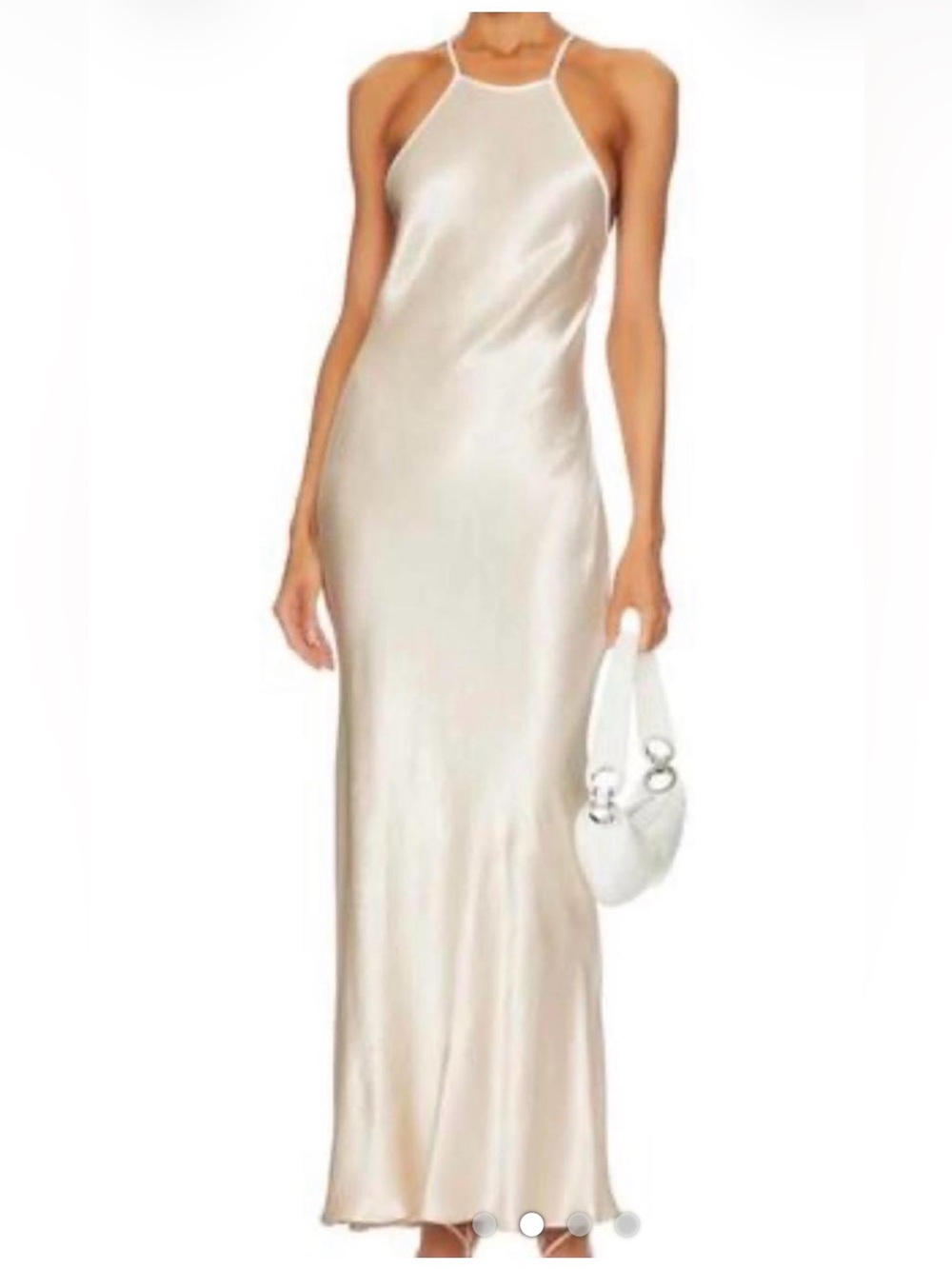 Bec & Bridge Silk Satin Halter Evening Gown in Ivory